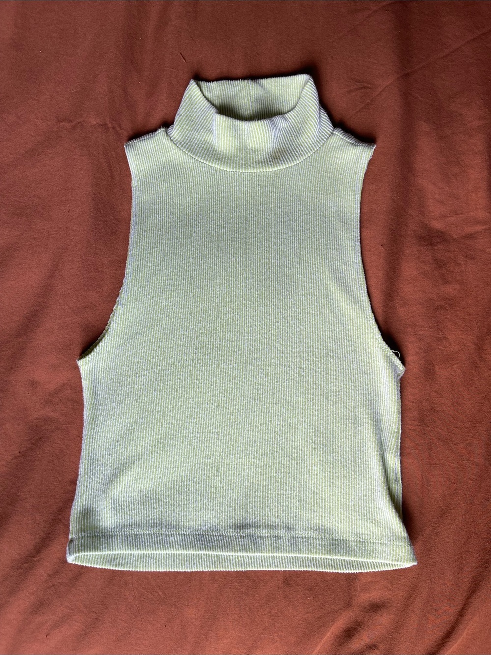 Forever 21 Light Green Ribbed Sleeveless Turtleneck Tank